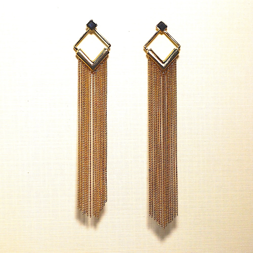 🌸Gold Dangle Black Stud Earrings